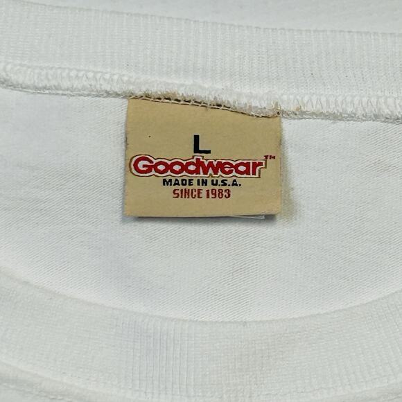 Goodwear Shirt Size Large Ribbed Short Sleeve Top White Tube Knit USA - Picture 3 of 8